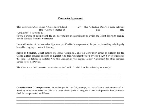 PDF Template - contractor agreement template