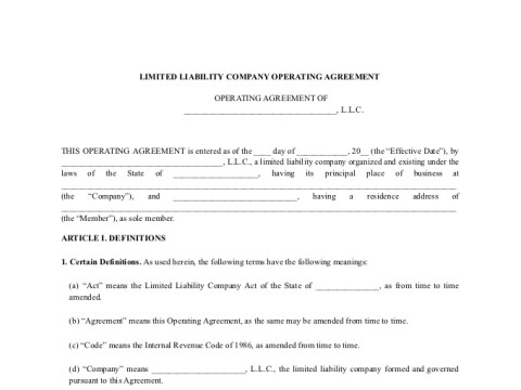 PDF Template - business operating agreement llc