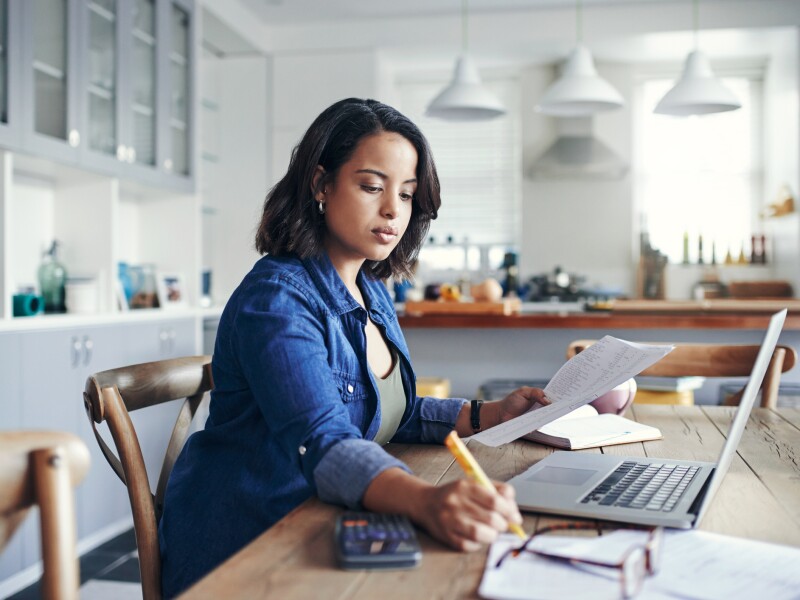 Woman working from home