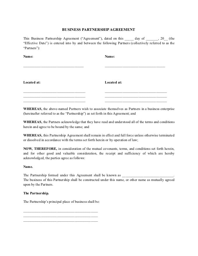 business partner agreement template