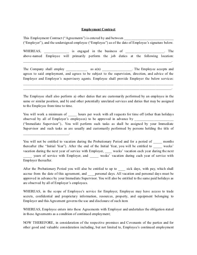 PDF Template - employment contract template