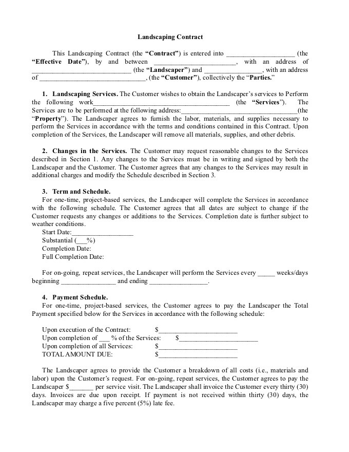 Download a Free Landscaping Contract Template Download a Free Landscaping Contract Template