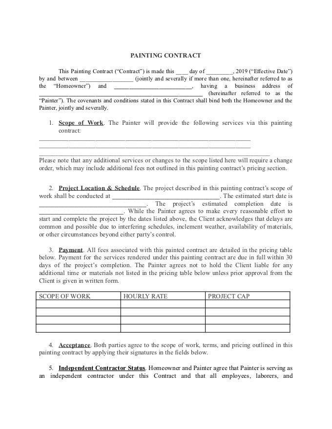 PDF Template - painting contract template