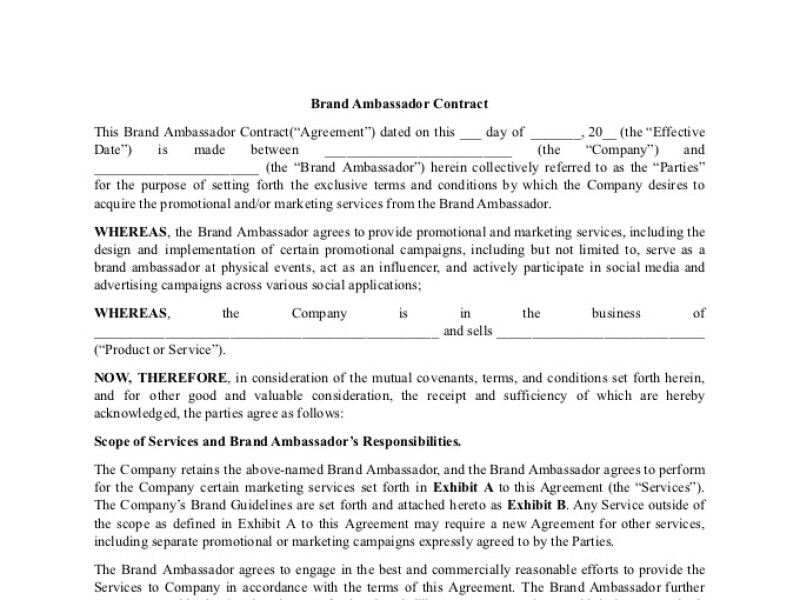 PDF Template - brand ambassador contract template