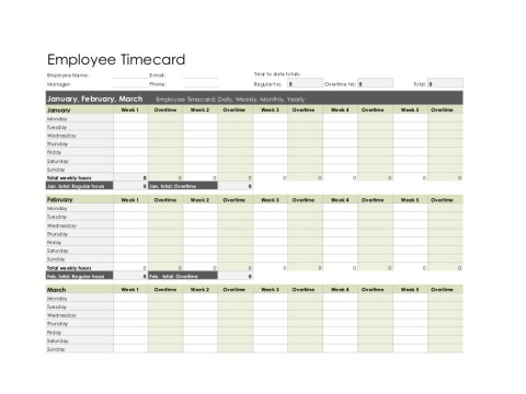 PDF Template - monthly timesheet template