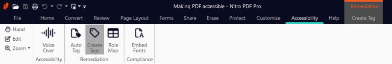 Screen capture showing Accessibility tab