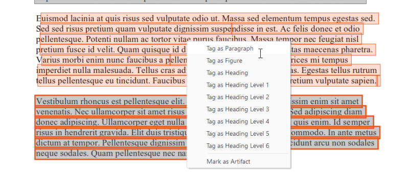 Capture d'écran montrant comment ajouter des balises à partir du menu contextuel