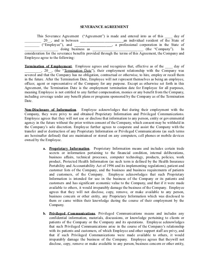 Severance Agreement Template for Your Business