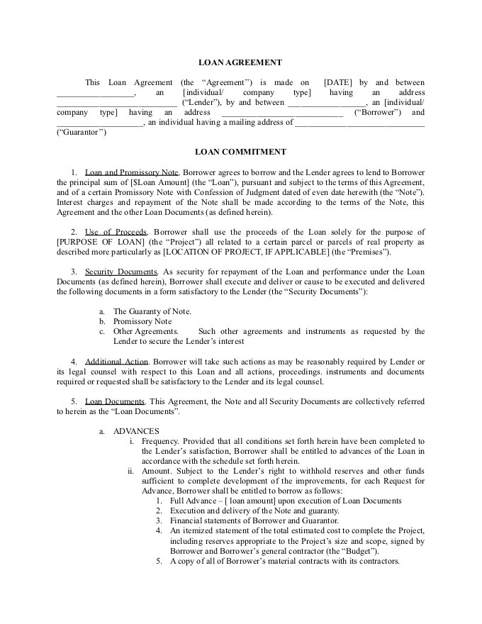 loan agreements templates