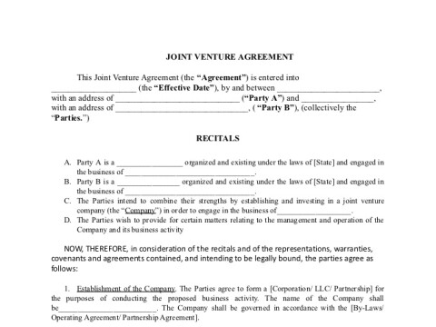 PDF Template - joint venture agreement template