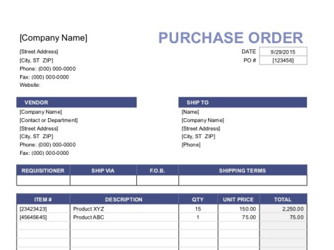 PDF Template - purchase order template
