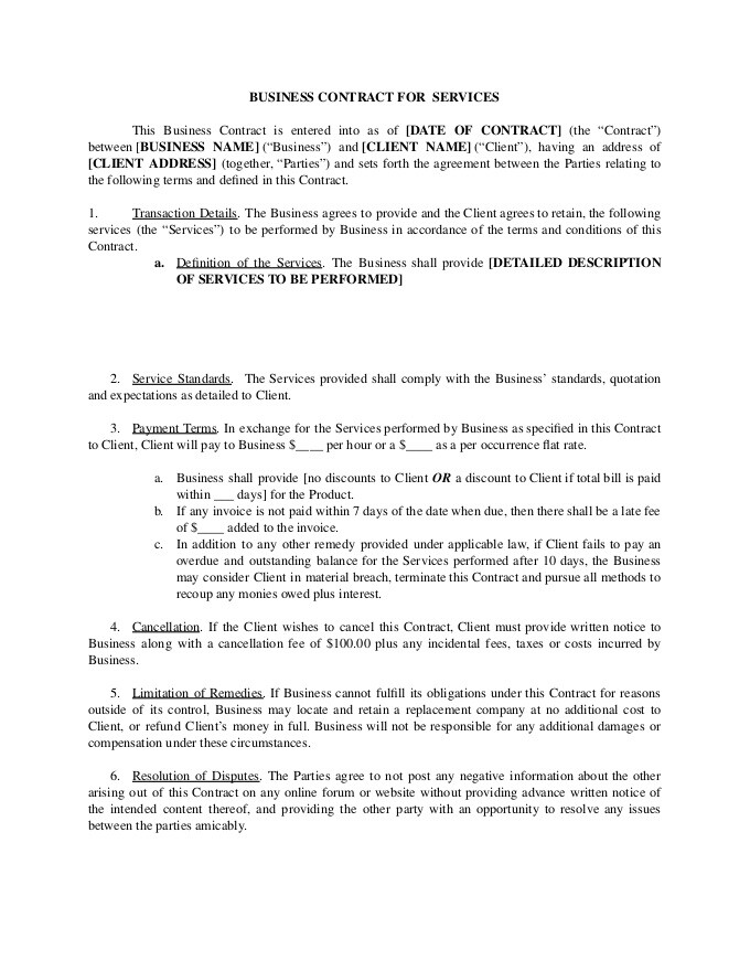 PDF Template - contract for services template