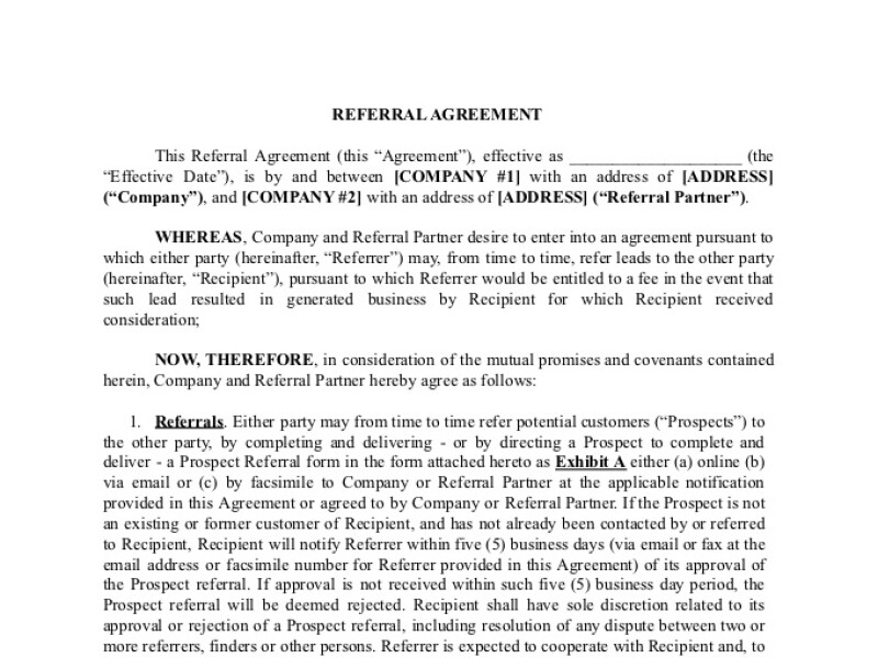 PDF Template - referral fee agreement template