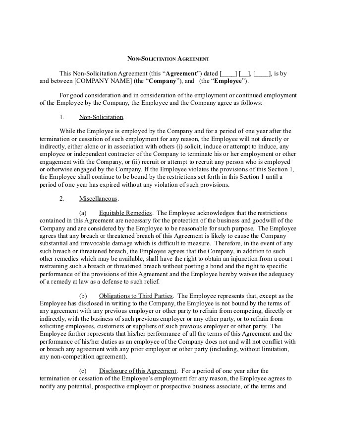 PDF Template - employee non solicitation noncompetition agreement template