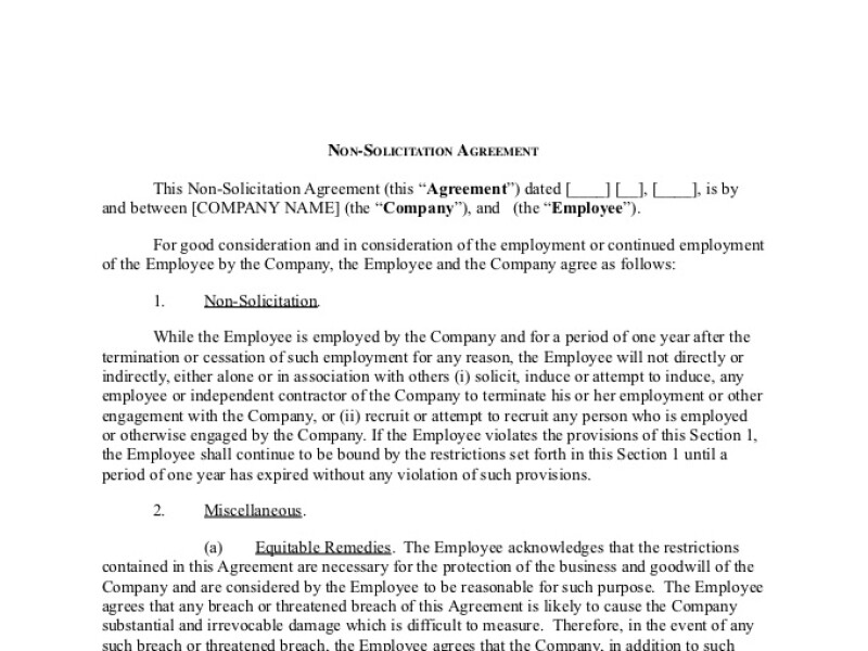 PDF Template - employee non solicitation noncompetition agreement template