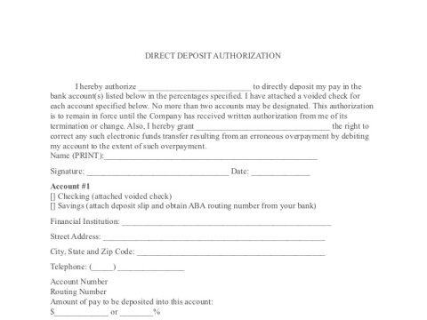 PDF Template - direct deposit authorization template
