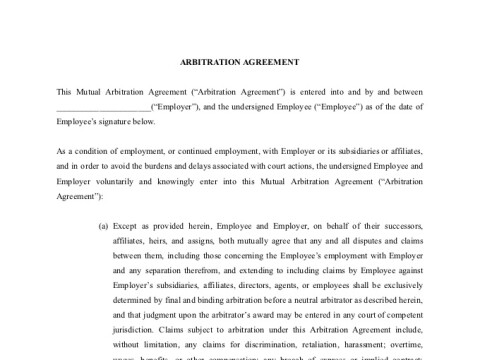 PDF Template - arbitration agreement template