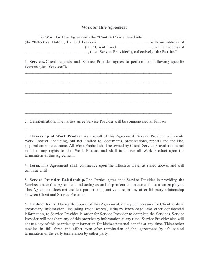 PDF Template - work for hire agreement template