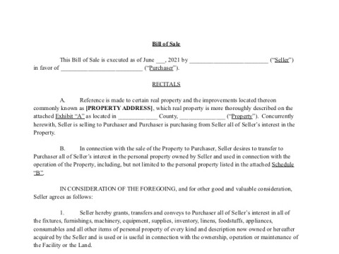 PDF Template - bill of sale template