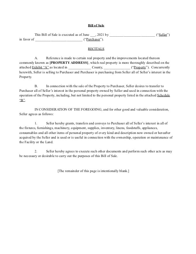 PDF Template - bill of sale template