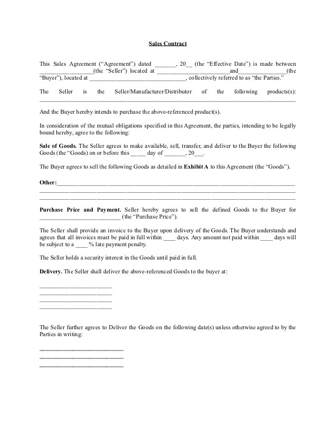 Sales Contract Template for Your Business