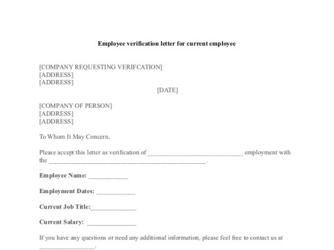 PDF Template - employee verification letter template