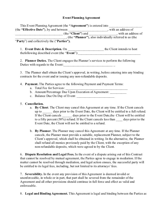 Event Planning Contract Template for Your Business Event Planning Contract Template for Your Business