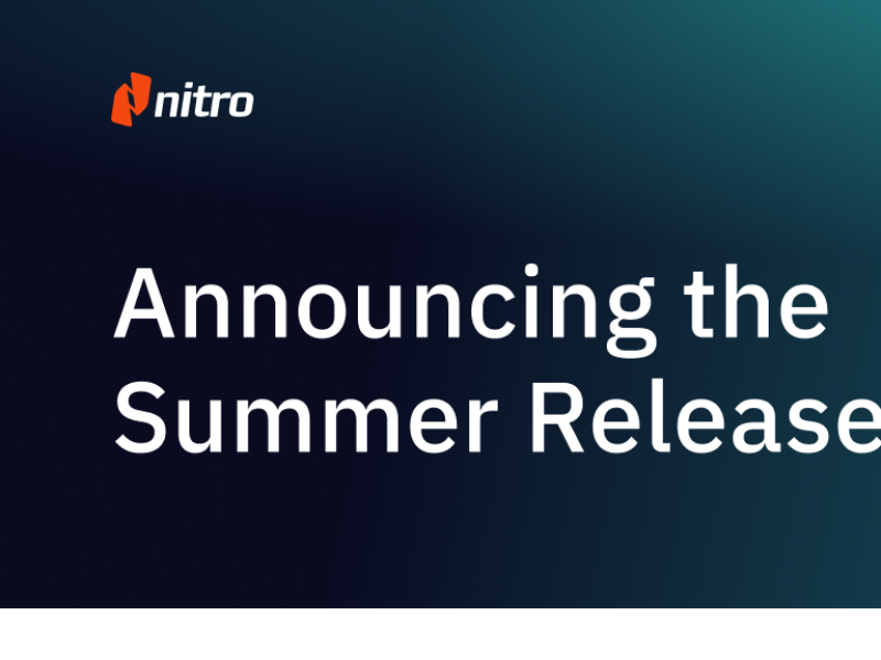 Banner de lanzamiento de verano de Nitro PDF Productivity Platform