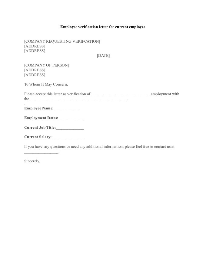 employee verification letter sample