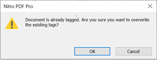 Screen capture of a dialog to confirm the removal of existing tags 