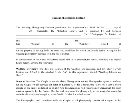 PDF Template - wedding photography contract
