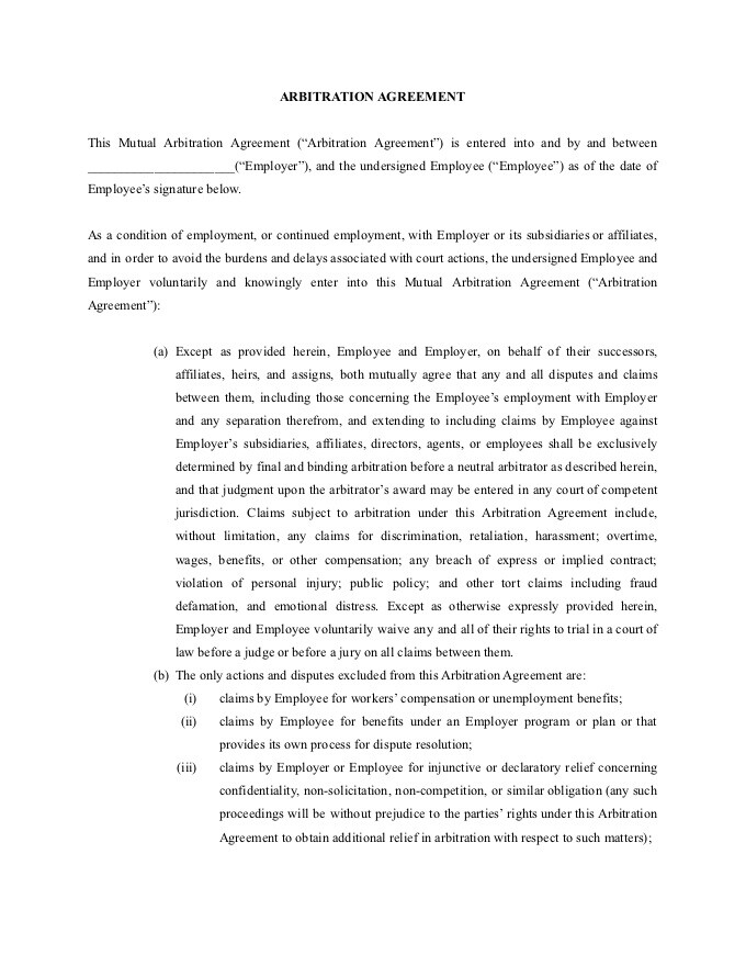 PDF Template - arbitration agreement template