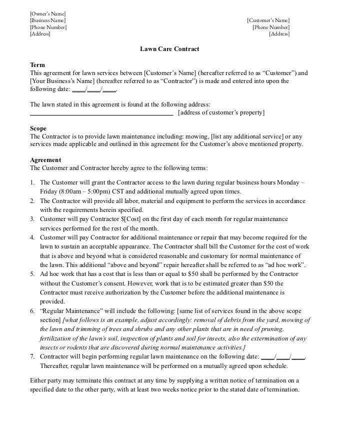 Get a Lawn Maintenance Contract for Your Business