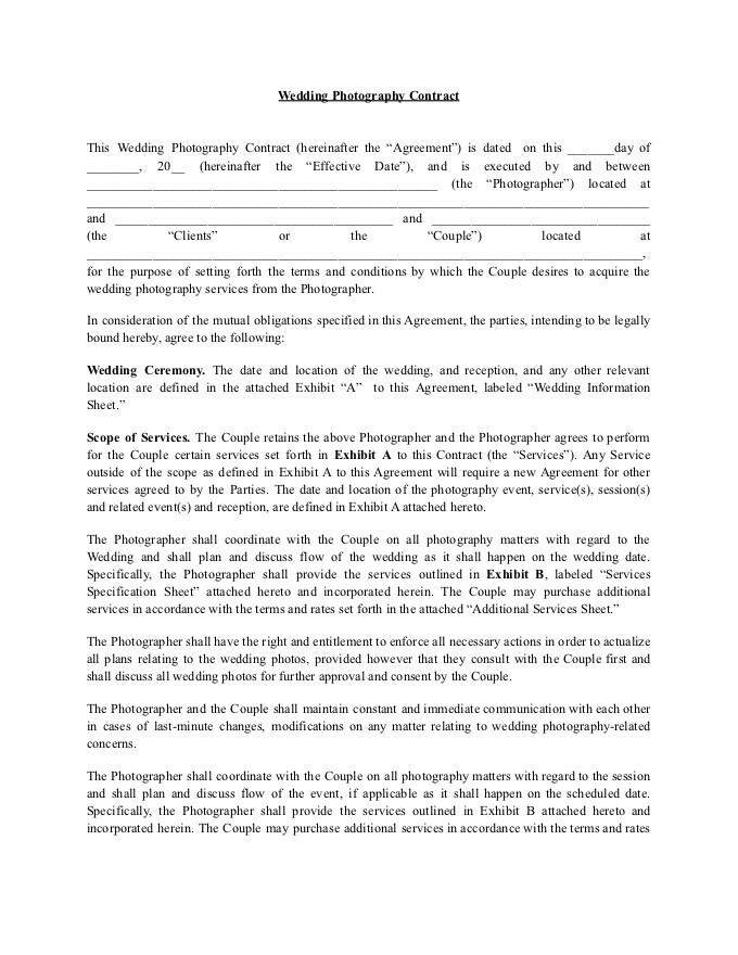 Wedding Photography Contract Template for Your Business