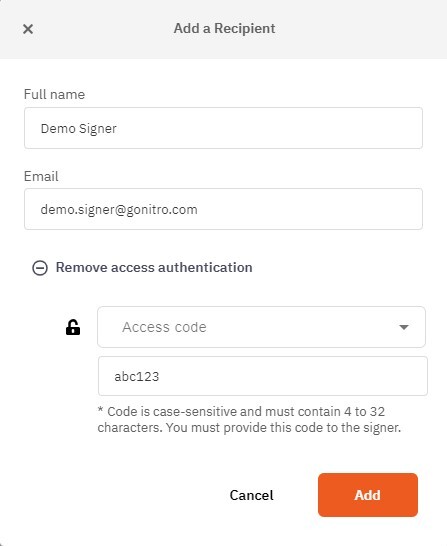 Add a recipient with Nitro Sign