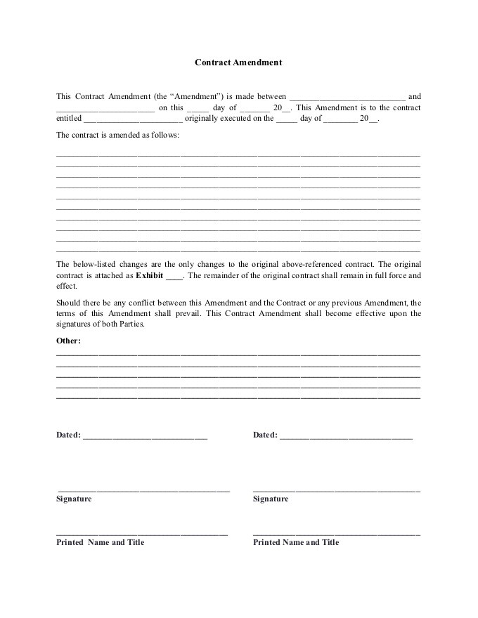 PDF Template - contract amendment template