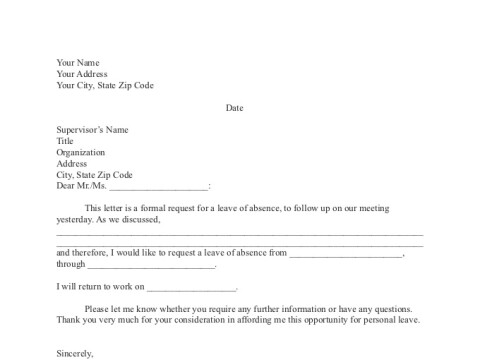 PDF Template - leave of absence template