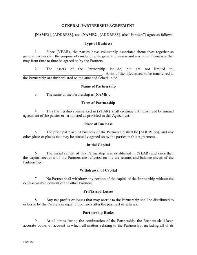 simple partnership agreement template