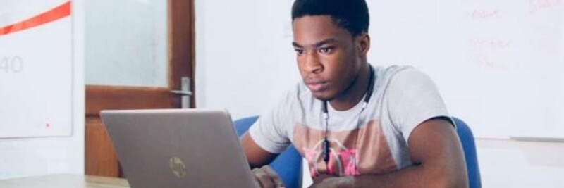 Man creating an optimized PDF on notebook