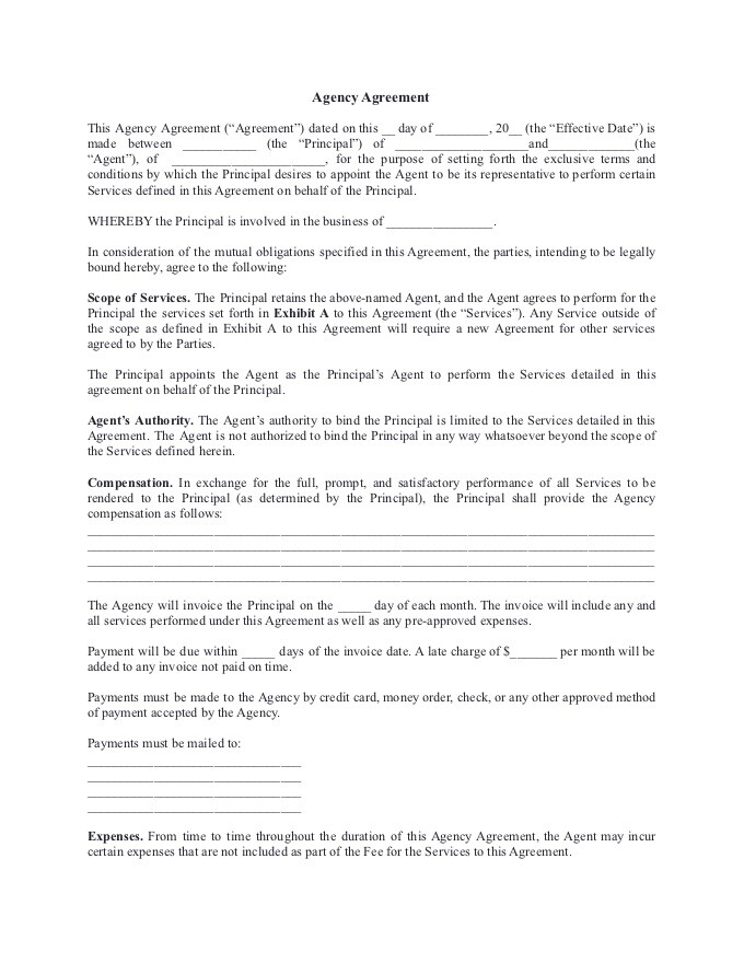Standard Agency Agreement Template for Your Business