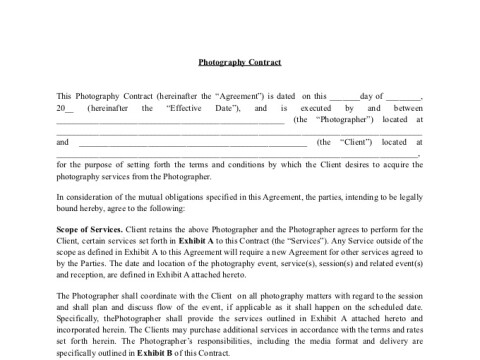 PDF Template - photography contract template