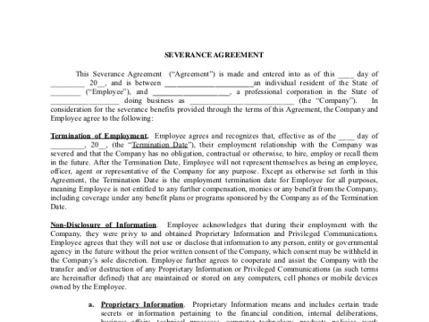 PDF Template - severance agreement template