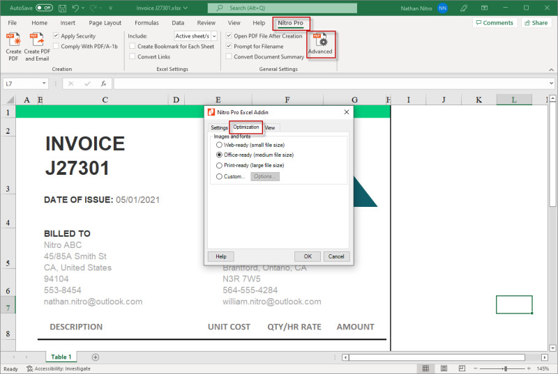 How to convert excel files to pdf nitro