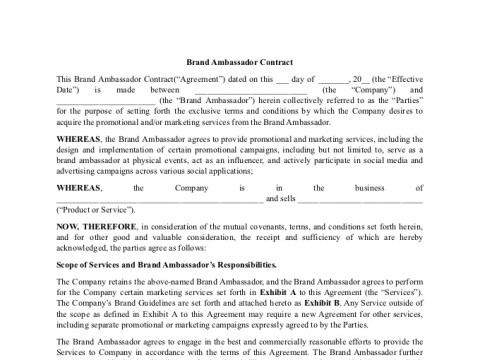 PDF Template - brand ambassador contract template