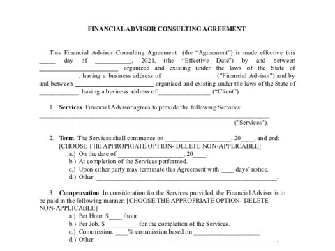 investment advisory agreement template