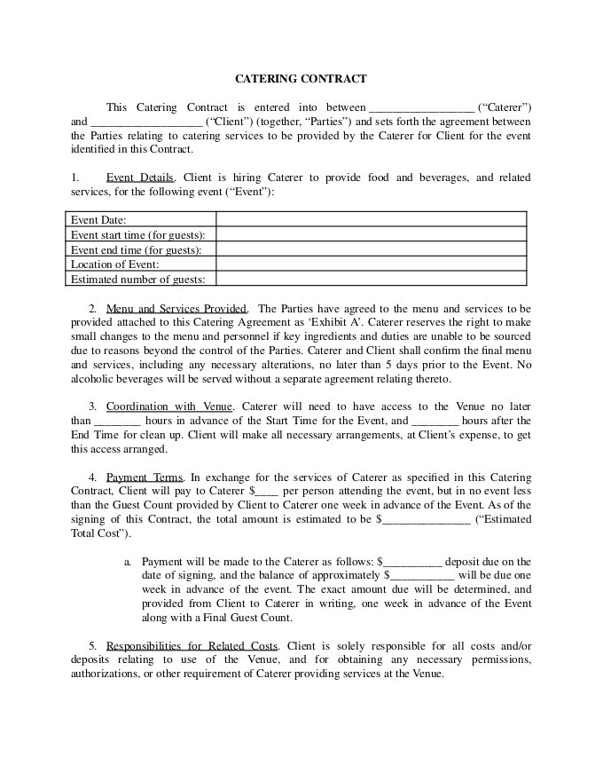 Catering Contract Template For Your Business catering-contract-template-for-your-business