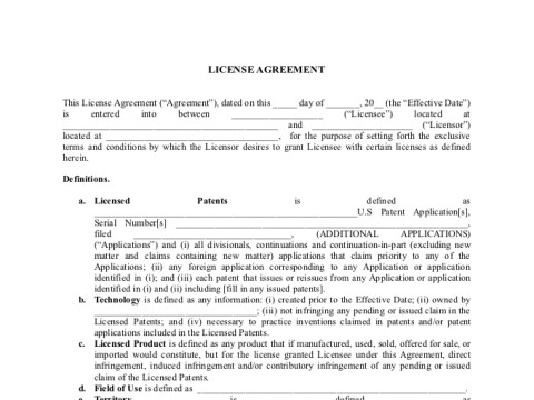 PDF Template - license agreement template