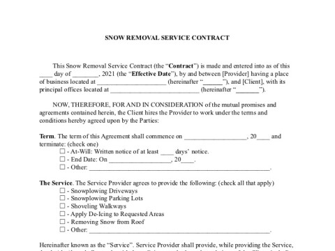 PDF Template - snow removal service contract template
