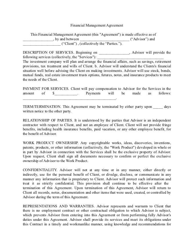 investment advisory agreement template