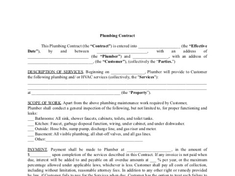 PDF Template - plumbing services contract template